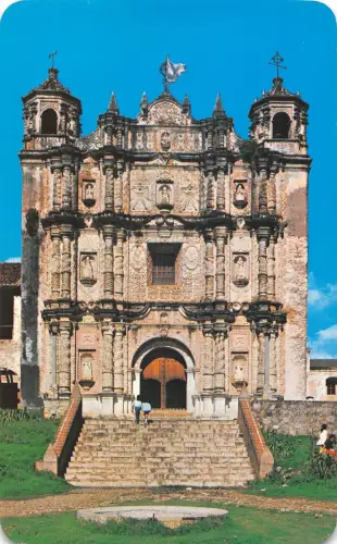 B188 Mexiko Fassade Santo Domingo Tempel Chiapas Vintage Postkarte