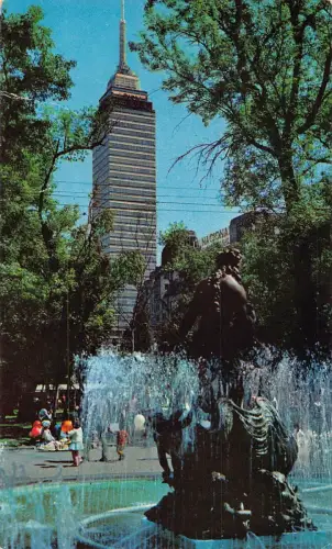 B188 Mexiko Brunnen bei La Alameda Rückseite des Turms Mexiko-Stadt Vintage Postkarte