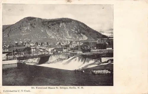 B187 USA Berlin New Hampshire Mt Forest and Mason St Bridges 1907 Postkarte