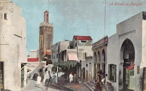 B201 Marokko Straße in Tanger Vintage Postkarte
