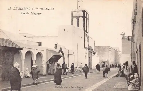 A928 Marokko Casablanca Rue de Maghzen Ureinwohner Ethno Postkarte