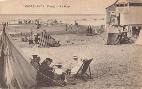 A928 Marokko Casablanca Beach Cafe Restaurant Vintage Postkarte