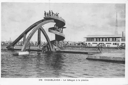 A929 Marokko Casablanca Rodel eine Piscine Schwimmbad Rutsche Postkarte
