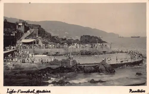 A931 Portugal Lido Funchal Madeira Schwimmbad RPPC Vintage Postkarte
