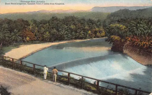 A933 Grüße aus Jamaika Dam Kopf Bewässerung Spanische Stadt Postkarte