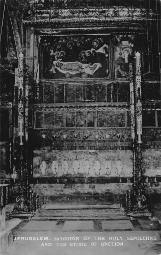 A934 Israel Jerusalem Innenraum Heiliger Grabstein Salbung Postkarte