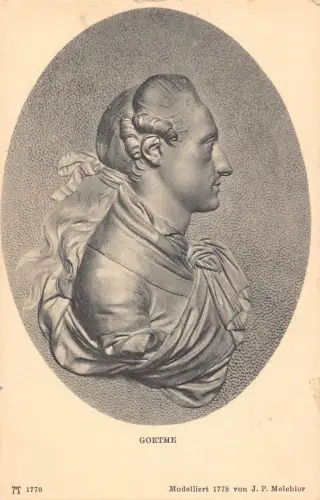 Goethe Steckbrief Portrait Passepartout Vintage Postkarte