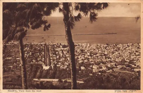 Israel Haifa Blick von Westen Vintage Postkarte B931