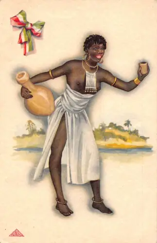 Italienische afrikanische Kolonie Ureinwohner halbnackte Frau ethnisch gewagte Postkarte B928