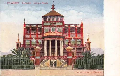 A937 Italien Palermo Favorita Casina Reale Vintage Postkarte