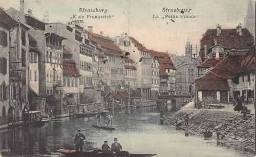 A097 Frankreich 1907 Straßburg Das Kleine Frankreich Boote Kanal Vintage Postkarte