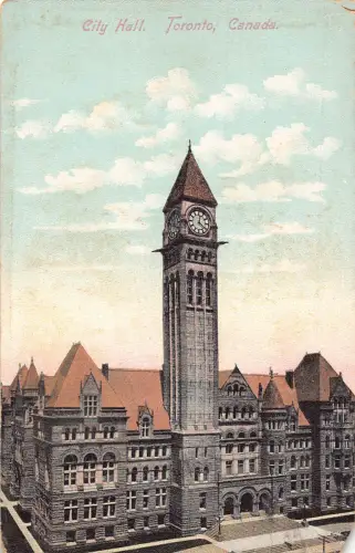 B215 Canada City Hall Toronto Clock Tower Vintage Postkarte