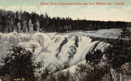 B219 Kanada Winteransicht der Kakabeka Falls bei Fort William Ontario Postkarte