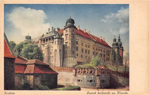 B240 Polen Krakau Zamek krolewski na Wawelu Schloss Vintage Postkarte