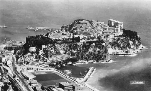 B241 Monaco 1963 Rocher et le Stade RPPC Vintage Postkarte
