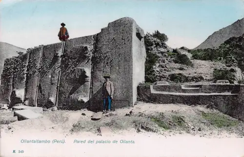 Peru Ollantaitambo Peru Pared de Palacio de Ollanta Vintage Postkarte B948