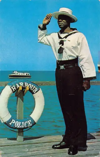 Barbados The Harbour Police Bridgetown BWI Polizist Matrose Postkarte B948