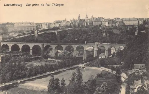 B246 Luxembourg Vue prise du fort Thuengen Bridge Vintage Postkarte
