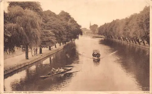 B248 England 1949 Bedford River and Embankment Boat Vintage Postkarte
