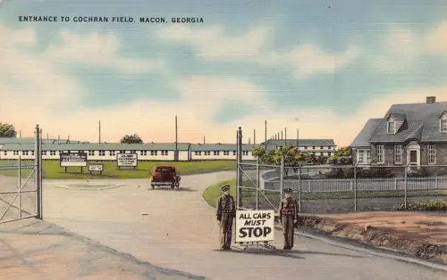 US Eingang zum Cochran Feld Macon Georgia Polizist Straßenschild Postkarte B958