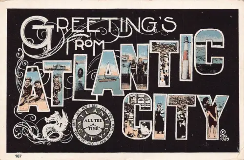 US Grüße aus Atlanta Georgia Große Briefe Frauen Kinder Postkarte B958