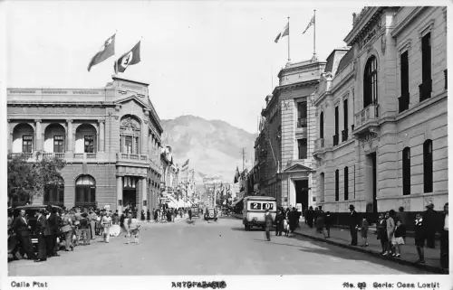 Chile Calle Prat Hundebus Transatlantico RPPC Vintage Postkarte B949