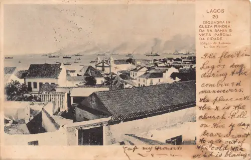 Portugal Lagos Esquadra ingleza Fundeada na Bahia Cidade Hafen Postkarte B965