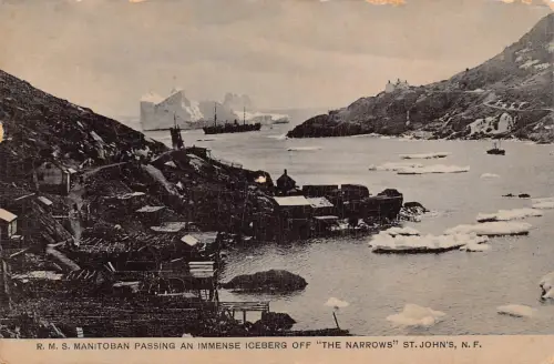 Kanada RMS Manitoban Schiff Pass Immenser Eisberg vor den Narrows Postkarte B964