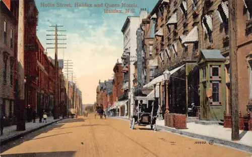 Kanada Halifax Hollis Street Queen Hotels Vintage Postkarte B965