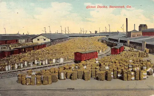 USA 1914 Cotton Docks Savannah Georgia Vintage Postkarte B958