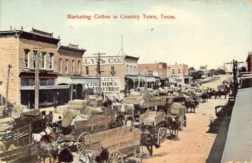 US Marketing Cotton in Country Town Texas Carts Co. Shop 1912 Postkarte B949