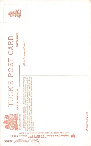 L255 Burma Myanmar Loading Teak Elephants Postkarte