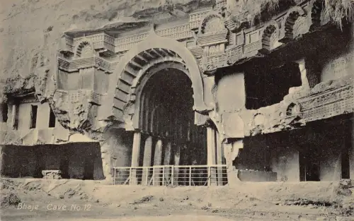 L377 Indien Bhaje Höhle Nr 12 Eingang Vintage Postkarte