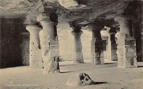 L377 Indien Elephanta Höhle Innenraum Brahmanische Vintage Postkarte