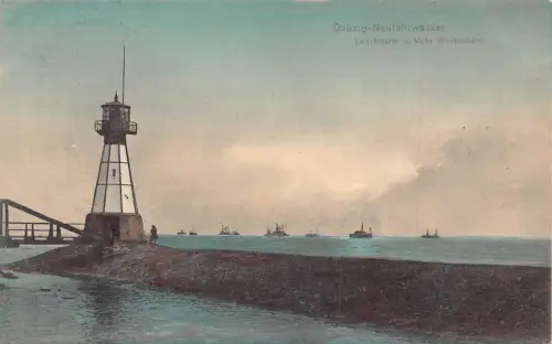 A160 Polen 1911 Danzig Danzig Neufahrwasser Leuchtturm Mola Westerplate Postkarte