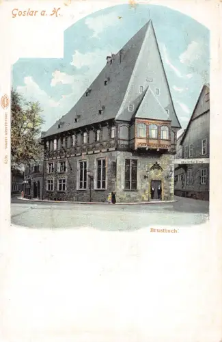 A144 Deutschland Goslar a H Brusttuch Haus Badehallen Vintage Postkarte