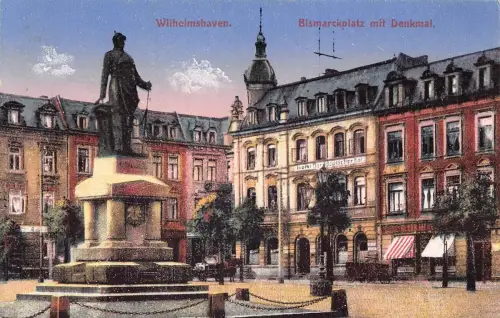 A141 Deutschland 1918 Wilhelmshavener Bismarckplatz Denkmal 1. Weltkrieg Feldpostkarte