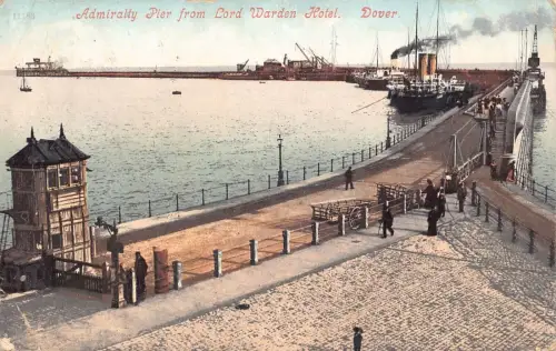 L233 England 1907 Admirally Pier von Lord Warden Hotel Dover Steamboat Postkarte
