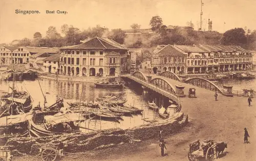 L254 Singapore Boat Quay Cart Postkarte