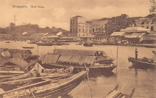 L254 Singapore Boat Quay Dschunken Postkarte
