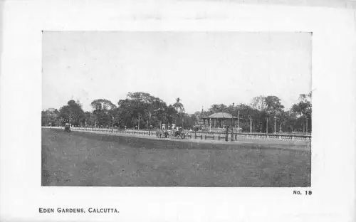 L379 Indien Eden Gärten Kalkutta Karren Bäume Vintage Postkarte