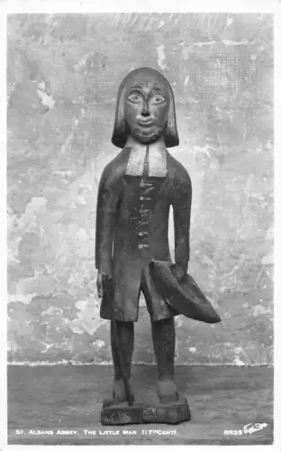 L231 England St Albans Abtei der kleine Mann Statue RPPC Vintage Postkarte