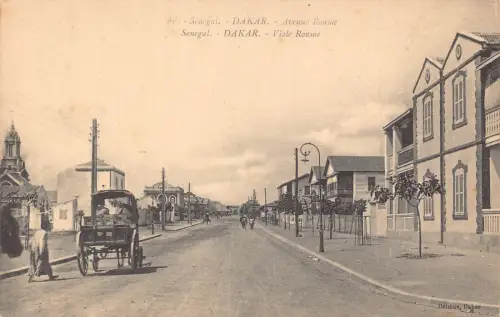 Senegal Dakar Viale Avenue Roume Kutsche Vintage Postkarte