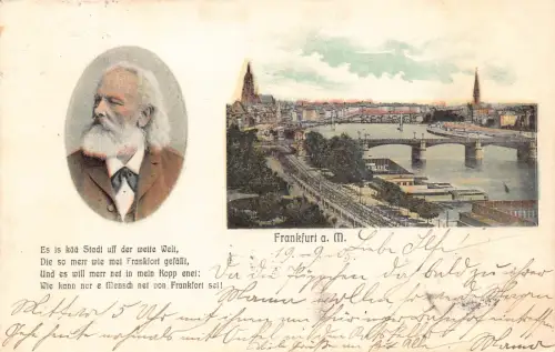 Deutschland 1905 Frankfurt a M Panorama Friedrich Stoltze Gedicht Vintage Postkarte