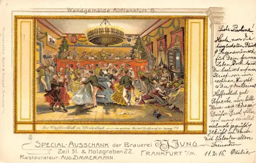 Deutschland Wandbild Tanzparty von Brauerei JJ Jung Frankfurt a M Vintage Postkarte