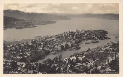 Norwegen 1924 Bergen Gesamtansicht Vintage Postkarte