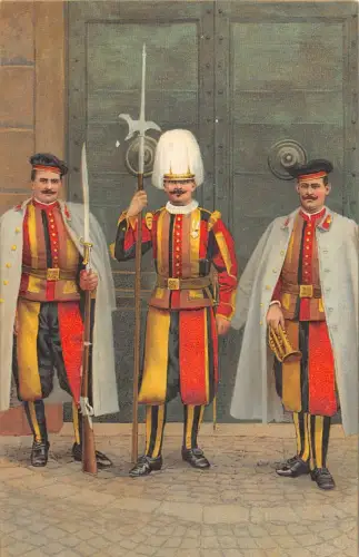 Vatikanische Schweizer Garde in Uniform Bajonett Trompete Vintage Postkarte