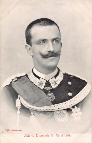 Portrait König Vittorio Emanuele III Vintage Postkarte
