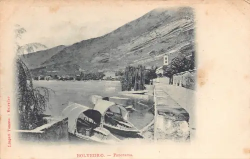 Italien Bolvedro Panorama gedeckte Boote Vintage Postkarte