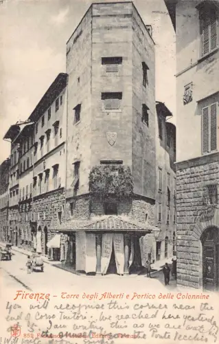 Italien Firenze Florenz 1907 Cafe Torre degli Alberti Portico Colonnine Postkarte
